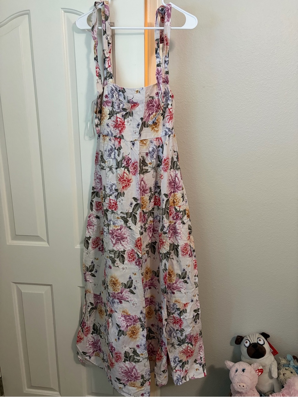 House Of Harlow 1960 Bow-tie Shoulders Floral Linen Maxi Dress size SM